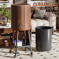 Wood Grain Trash Can with Lid for Living Room Bedroom Kitchen Bathroom, Large Capacity