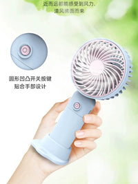 Portable USB Rechargeable Mini Handheld Desk Fan with 3-Speed Settings and Base