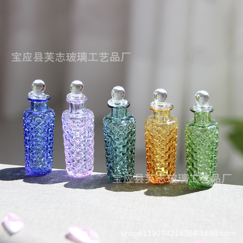 Miniature Embossed European Style Dollhouse Glass Bottle for 1:6/1:8/1:12 Scale Food Play