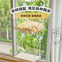 Cat Window Hammock with Suction Cups - Wooden Frame Hanging Bed for All Seasons, Washable