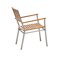 Modern Stainless Steel Outdoor Dining Set with Wood Accents for Patio Garden