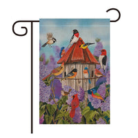 Double-Sided Bird Garden Flag for Outdoor Decor, Winter/Spring Flax Linen