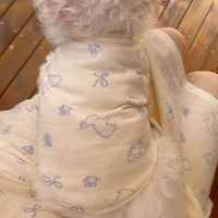 Pet Dog Cat Matching Thin Cotton Vest Pajama Dress for Spring/Summer - Teddy Bichon