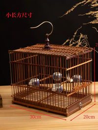 Bamboo Bird Cage with Drawer for Finches, Pearl-Eyebrowed Thrushes, and Willow Warblers