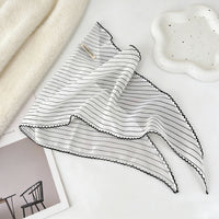 Korean Striped Polka Dot Silk Scarf for Women, Neck Decoration, French Style Small Kerchief for Travel and Vacation