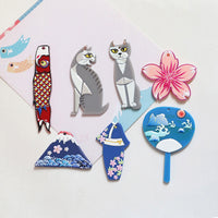 Japanese Ukiyo-e Mount Fuji Kimono Red Koi Charm for DIY Jewelry Earrings Keychains