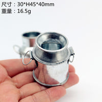 Dollhouse Miniature Metal Milk Jug Garden Decor