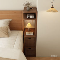 New Home Ultra-Thin Rattan Narrow Bedside Table Small Simple Nightstand Storage Shelf