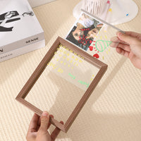 Double-Sided Glass Wooden Photo Frame with Easel Stand for Desk Display