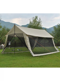 Family Camping Tarp with Mesh Screen, UV Protection Sunshade for Outdoor Activities