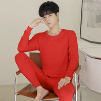 Men's Thermal Underwear Set Thin Fleece Lined De Velvet Base Layer