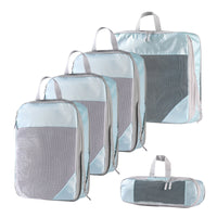Travel Compression Packing Cubes Set with Toiletry Bag and Shoe Pouch