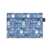 Christmas Theme PU Card Holder with Santa, Reindeer, Snowman, Tree Prints