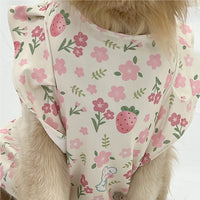 Pet Dog Dress with Floral Pattern and Hat for Medium to Large Breeds