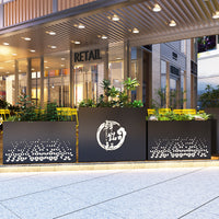 Outdoor Iron Stainless Steel Planter Box with Solar Light for Restaurant & Plaza Dividers