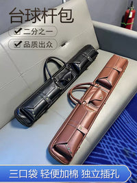 AAW 1/2 Nine-Ball Pool Cue Soft Case Bag - 6-Hole Large Capacity Leatherette Billiard Cue Holder