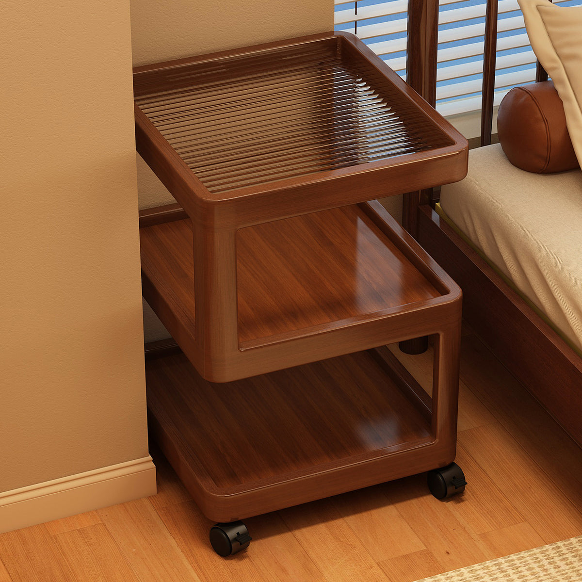 Bedside Table with Storage, Small Mobile Nightstand for Bedroom, Simple Multifunctional Side Table