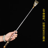 Extendable Back Scratcher with Faux Horn Handle, Portable Stainless Steel Itch Reliever