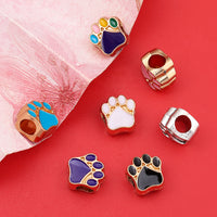 JG171 Alloy Bear Paw Print Large Hole Bead for DIY Bracelets and Jewelry