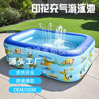 Inflatable Blue and White Printed Swimming Pool for Adults and Kids, Thickened Indoor/Outdoor Ocean Ball Pit