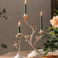 Vintage Wrought Iron Floral Candle Holder for Home Decor and Ambiance