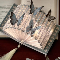 Chinese Style Butterfly Paper Carving Fan-shaped Book Lamp Creative Folding DIY Night Light Ornament