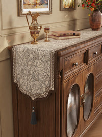 Chenille Tassel Table Runner for Dining Sideboard TV Cabinet Decor