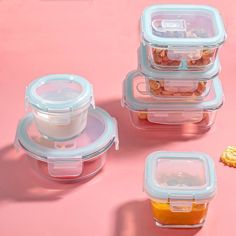 Mini Glass Food Storage Container for Refrigerator, Microwave, and Steaming - Baby Food and Lunch Box
