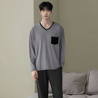 Men's Long Sleeve Pajama Set Casual Loungewear Spring Autumn