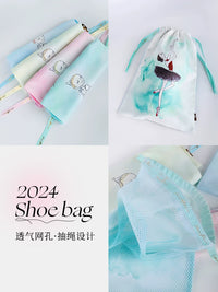 Ballet Dance Shoe Bag with Drawstring for Kids and Adults, Printed Storage Pouch for Pointe, Jazz, and Lyrical Shoes