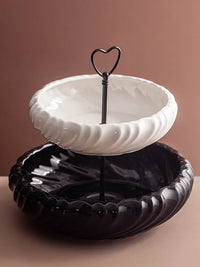 Double-Layer Rotating Candy and Snack Box with Divided Compartments, Heart-Shaped Design for Home Living Room