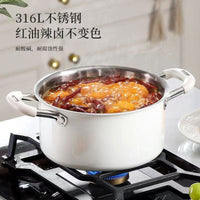 316 Stainless Steel Ceramic White Stockpot with Steamer Insert, Non-stick, Large Capacity