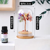 Natural Crystal Gemstone Money Tree with Glass Dome Micro Landscape Ornament