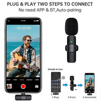 Wireless Lavalier Microphone for Live Streaming and Recording with Noise Reduction
