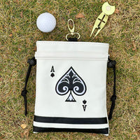 Golf Poker Spade Drawstring Pouch, Thickened PU Waterproof Accessory Storage Bag