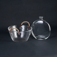 Vintage Glass Ice Bucket with Rope Handle - Insulated Fruit Bowl & Beverage Tub for Restaurants & Outdoor Use