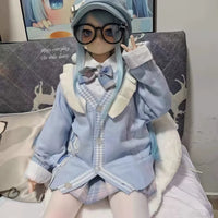 BJD Doll 85cm Anime Academy Style Shirt 3-Piece Outfit Set with Shoes, Socks & Headwear