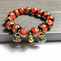 Aromatherapy Ash Glaze Bracelet with Gold Foil Beads and Colorful Glass Beads