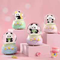 Cute Panda Crystal Ball Ornament with Luminous Feature, Mini Cartoon Pet Figurine for Students, Birthday Gift