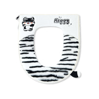 Toilet Seat Cover, Thick Plush Zipper Toilet Seat Ring Cover, Cute Cartoon Warm Bathroom Seat Cushion for Fall and Winter
