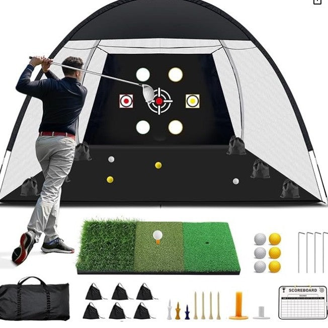 Golf Chipping Net with Practice Mat and Balls for Outdoor Indoor Training