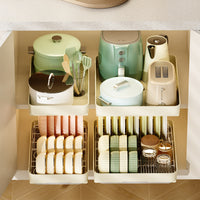 Retractable Kitchen Storage Rack Punch-Free Drawer Type Cabinet Dishware Cookware Pull-Out Basket Under Sink Organizer
