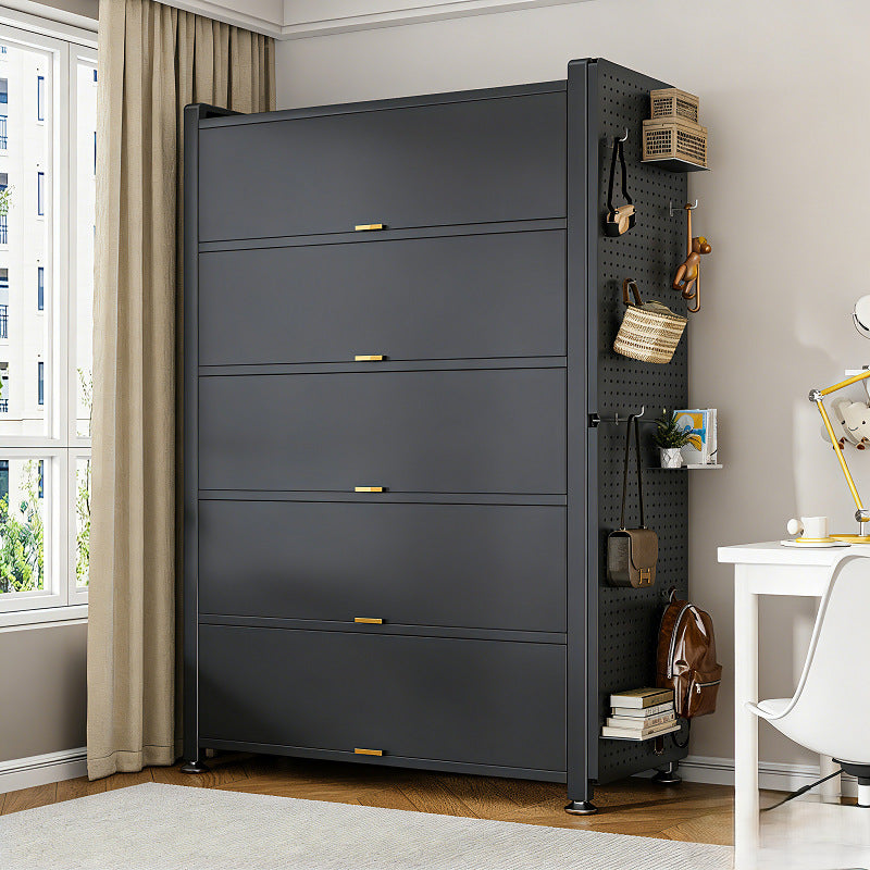 Modern Steel Storage Cabinet with Doors, Dustproof Bookcase for Bedroom and Living Room