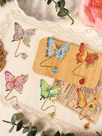 Creative Butterfly Floral Metal Hollow Brass Bookmark with Pendant, Vintage High-Value Colored Stationery for Students and Gifts
