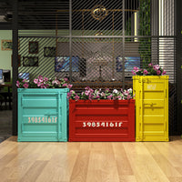 Industrial Style Iron Planter Box with Fence for Outdoor Patio and Public Spaces