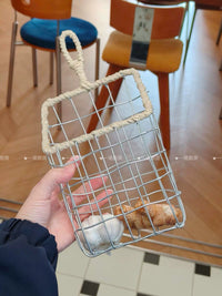 Woven Iron Art Storage Basket for Kitchen Pantry Organization, Snack & Bread Holder