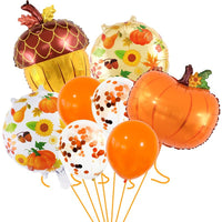Thanksgiving Aluminum Film Balloon Set - Pumpkin Maple Leaf Harvest Festival Party Decorations