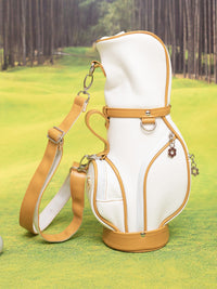 Women's Lightweight Golf Bag with Crown Decor, Portable Single Shoulder Wine Red Ball Pouch
