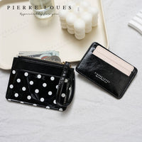 Polka Dot Mini Wallet with Multiple Card Slots and Coin Pouch