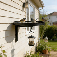Wall-Mounted Metal Bird Bath Feeder with Hook for Outdoor Garden Patio Decor